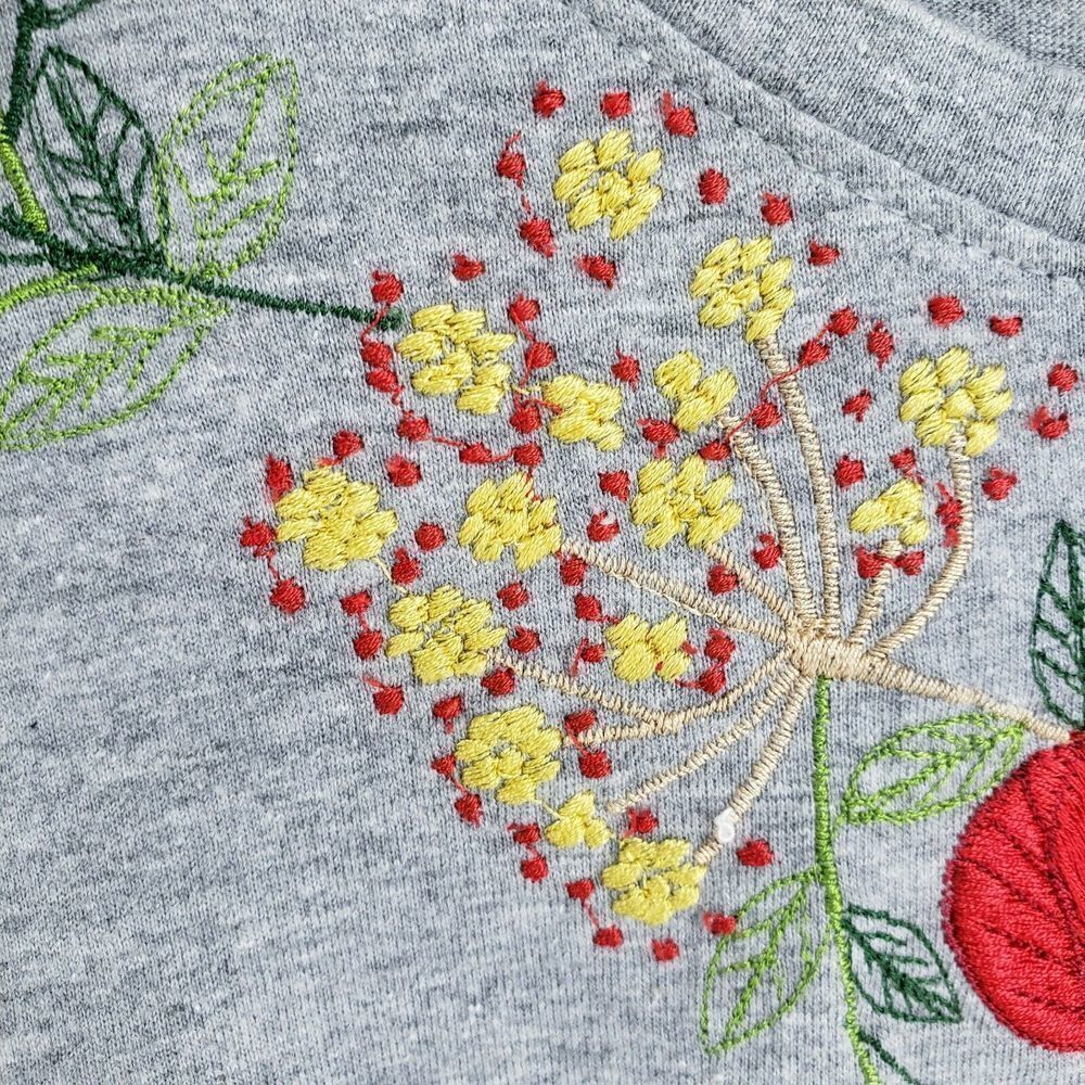 LA Cera Floral Embroidery Shirt Gray Long Sleeve - Picture 6 of 10